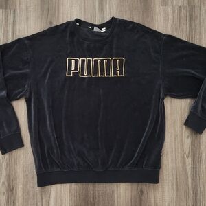 PUMA Womans Velvet Black Crewneck Sweater